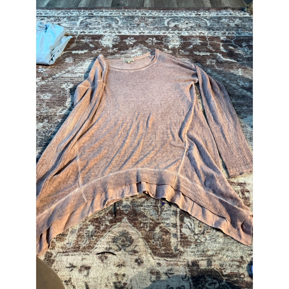 Democracy Womens Mauve Sharkbite Hem Layered Sweater Medium Long Sleeve Knit Top - Picture 5 of 5